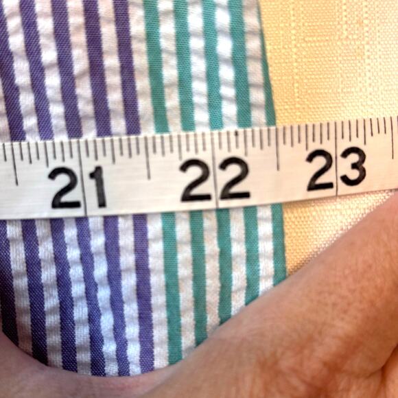 Seersucker House Dress Nightgown Size Rainbow Stripes Summer Lightweight - Picture 9 of 10
